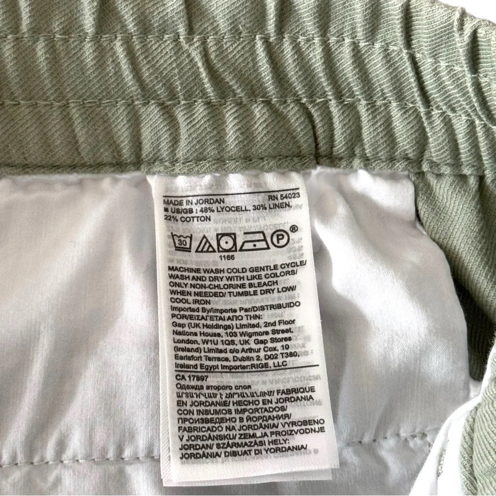 Banana Republic Size S Shaded Sage Green Elastic Waist Pull on Linen Blend Pants
